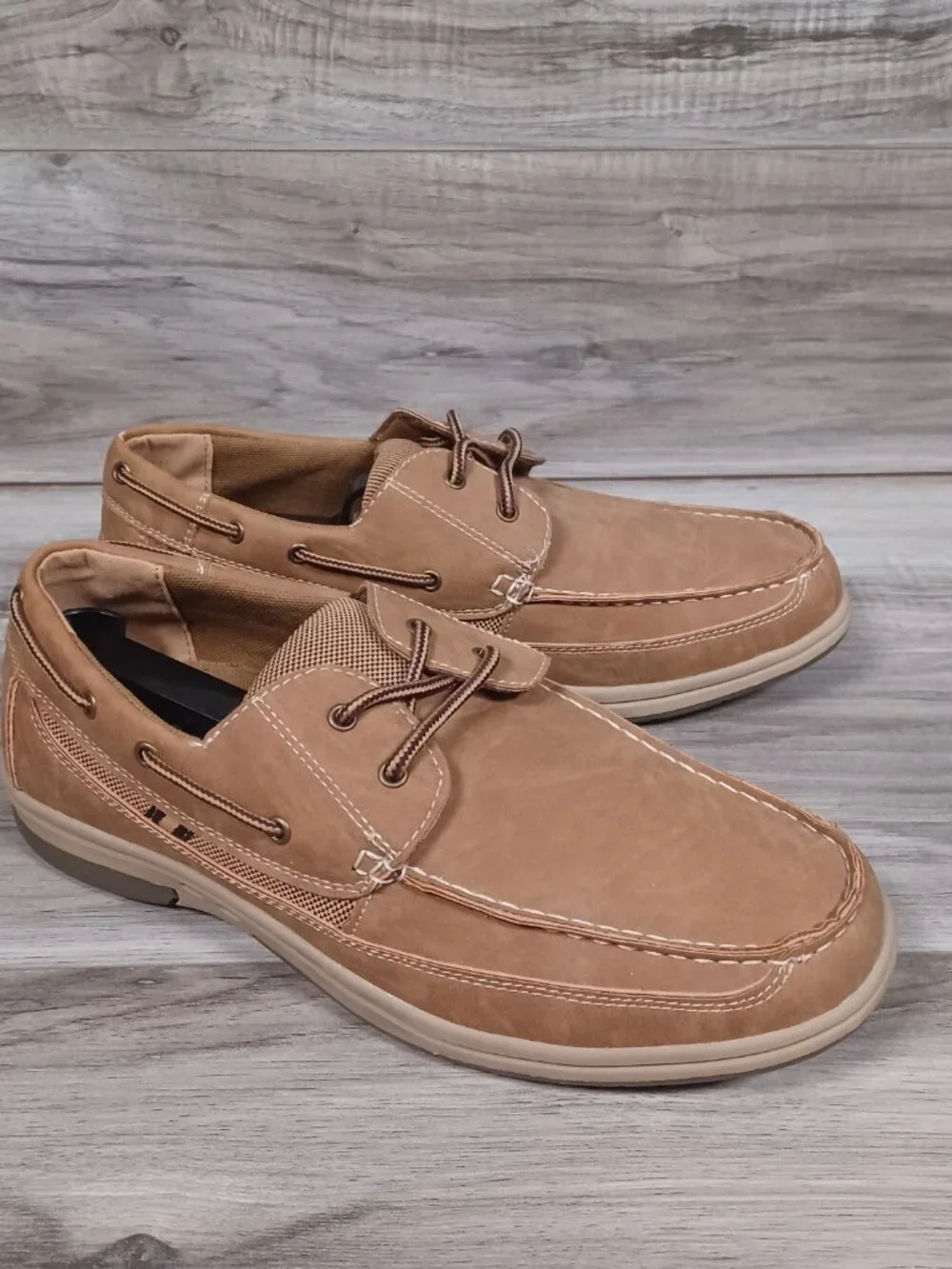 Tansmith Men's Size 9.5 Beige Faux Leather Boat Casual Comfort 357005